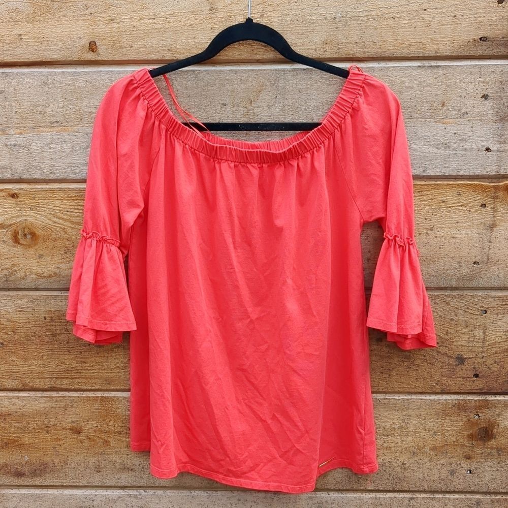 Michael Kors Coral Boho Top Bell Sleeve Women's Size Large